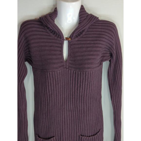 J.‎ Crew Womens Purple Ribbed Hooded Togggle Pullover Sweater Size S - Picture 3 of 8